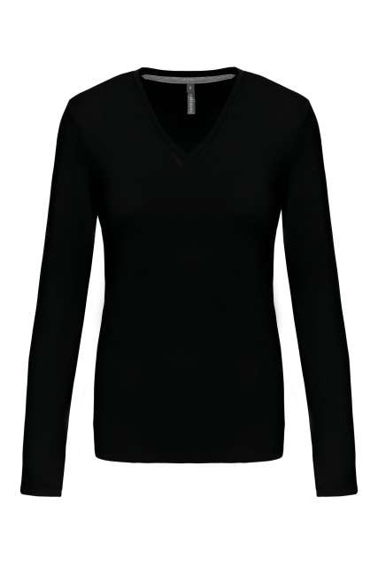 Kariban Ladies' Long-Sleeved V-Neck T-Shirt bedrucken