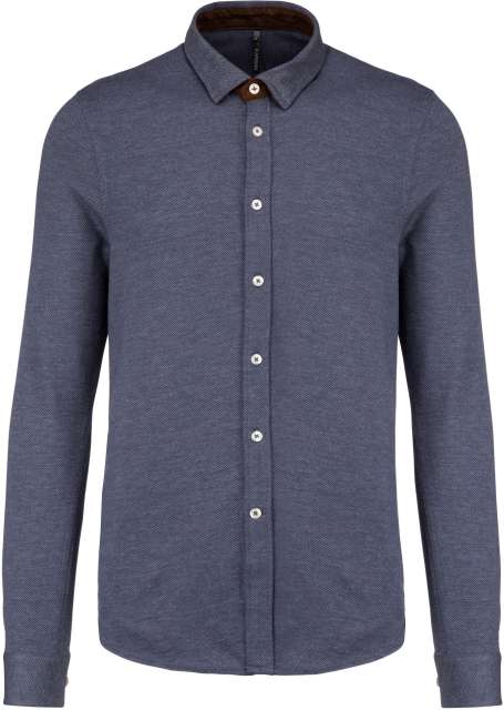 Kariban Long-Sleeved Jacquard Knit Shirt bedrucken