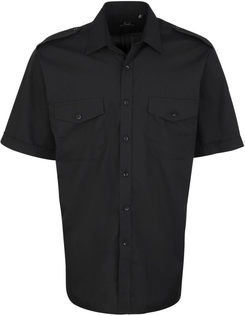 Premier Men’s Short Sleeve Pilot Shirt bedrucken