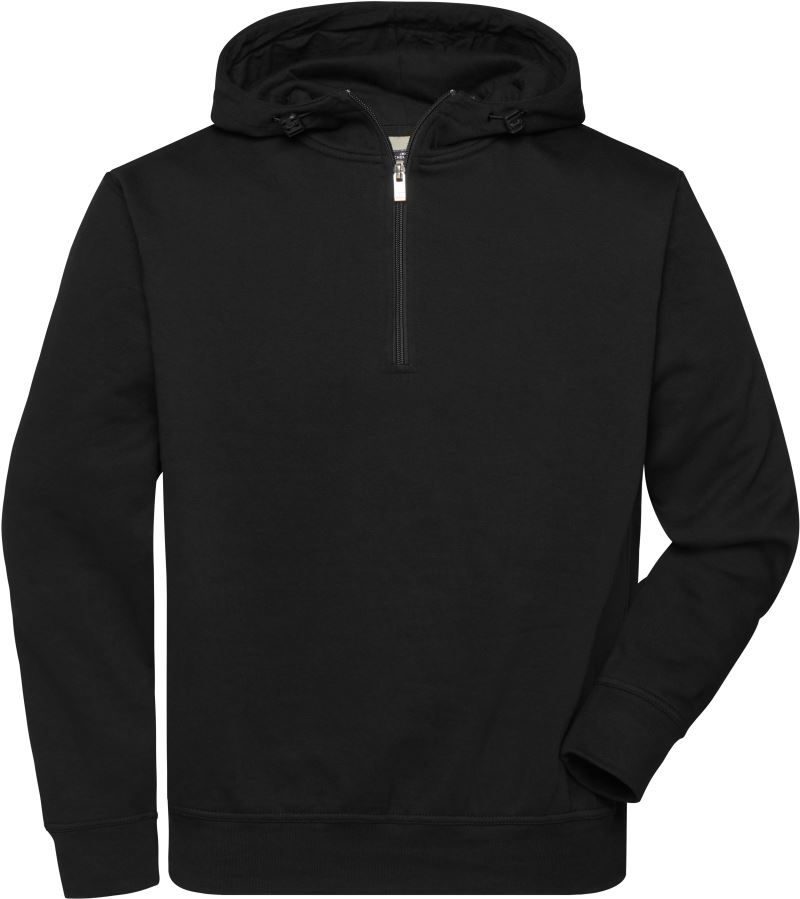 Daiber Bio Workwear Kapuzen Sweater mit "1/4" Zip JN 839 bedrucken
