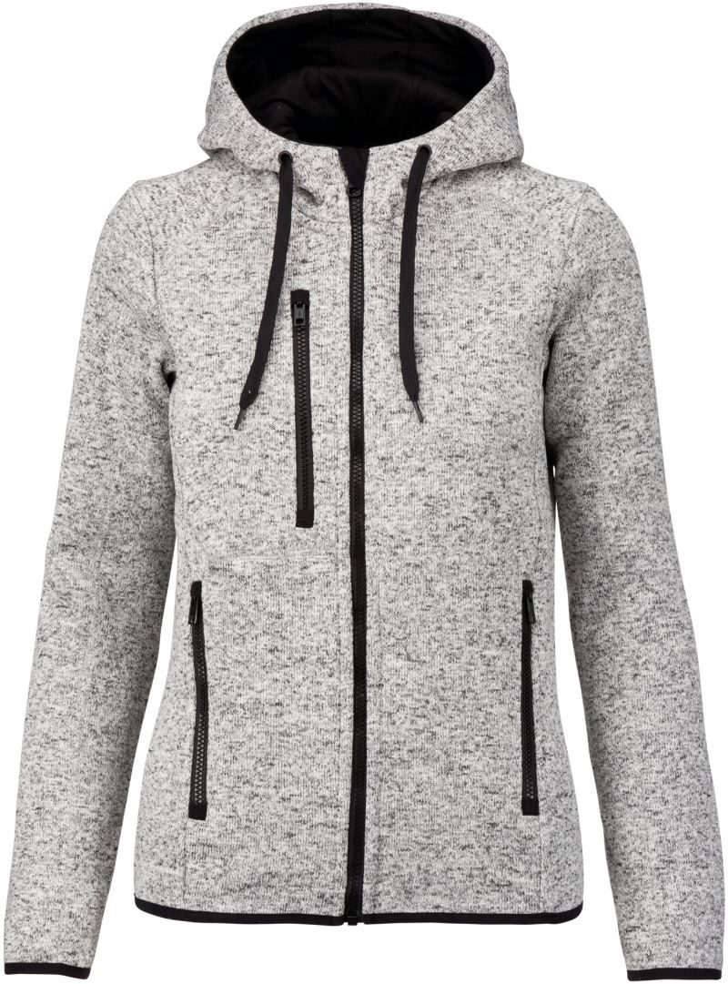 Kariban ProAct Damen Melange Kapuzen Strickfleece Jacke PA 366 bedrucken