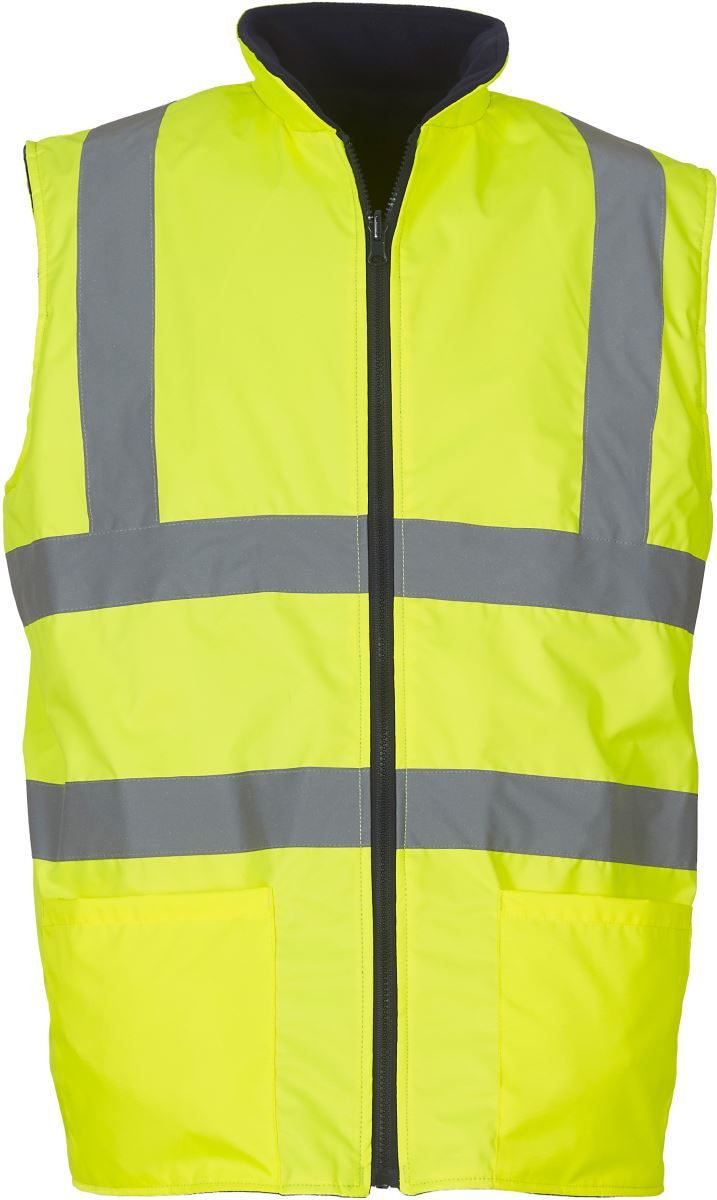 Yoko Hi-Vis Wende Fleece Bodywarmer HV 008F bedrucken