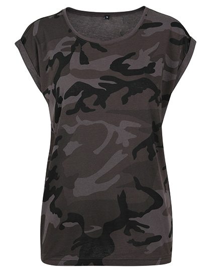 Build Your Brand Ladies´ Camo Extended Shoulder Camo Tee BY112 bedrucken