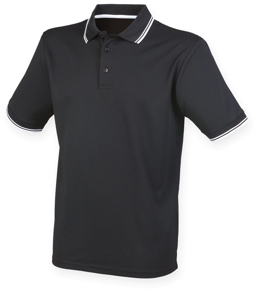 Henbury Men´s Coolplus® Short Sleeved Tipped Polo Shirt H482 bedrucken