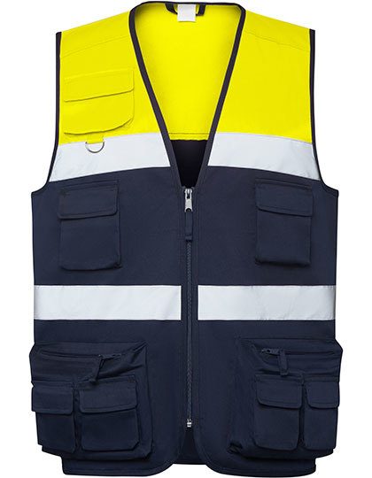 Roly Workwear High visibility Multi-Pocket Vest Beta HV9323 bedrucken