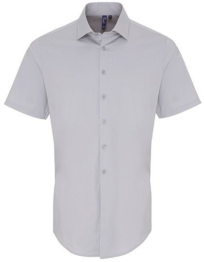 Premier Workwear Men´s Stretch Fit Poplin Short Sleeve Cotton Shirt PR246 bedrucken