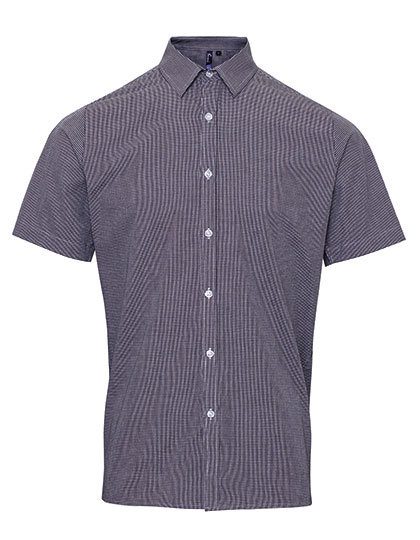 Premier Workwear Men´s Microcheck (Gingham) Short Sleeve Cotton Shirt PR221 bedrucken