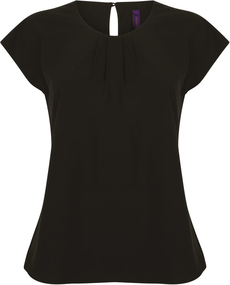 Henbury Ladies´ Pleat Front Short Sleeve Blouse H597 bedrucken