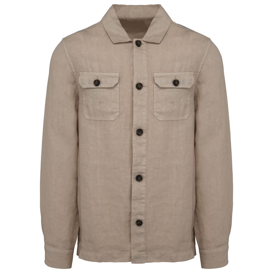 Spasso Ausgewaschene Herrenhemdjacke aus Leinen SP516 bedrucken